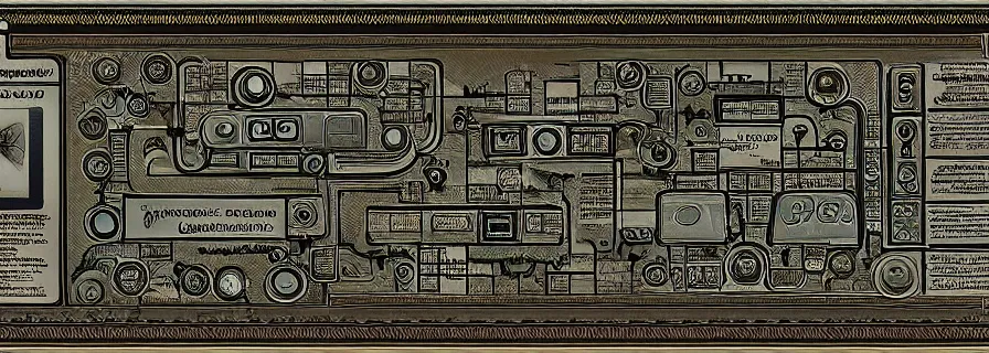 Prompt: anthropomorphic social bot network artificial intelligence blueprint, antique greece aesthetic