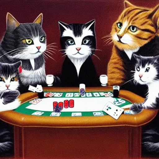 Image similar to cats playing poker.