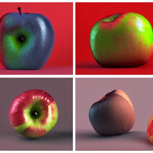 Prompt: four rotations of an apple, 4k UHD high octane render