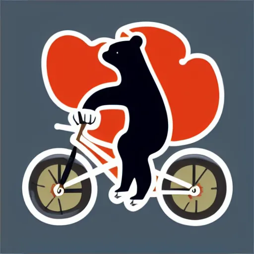 Image similar to Bear riding a small bicycle, sticker, highly detailed, colorful, illustration, drama, smooth and clean vector curves, no jagged lines, vector art, smooth