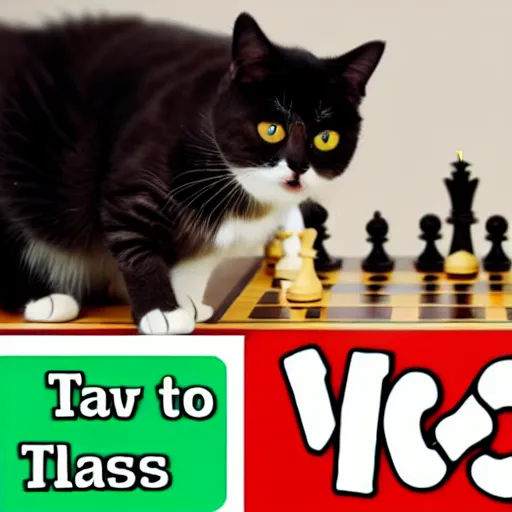 Image similar to how to teach a cat to play chess, youtube tutorial