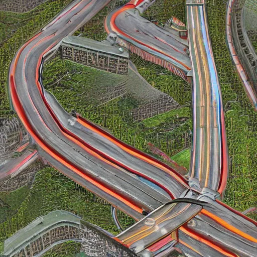 Image similar to a highway designed by mc escher, hyper - detailed, hd, 4 k 8 k