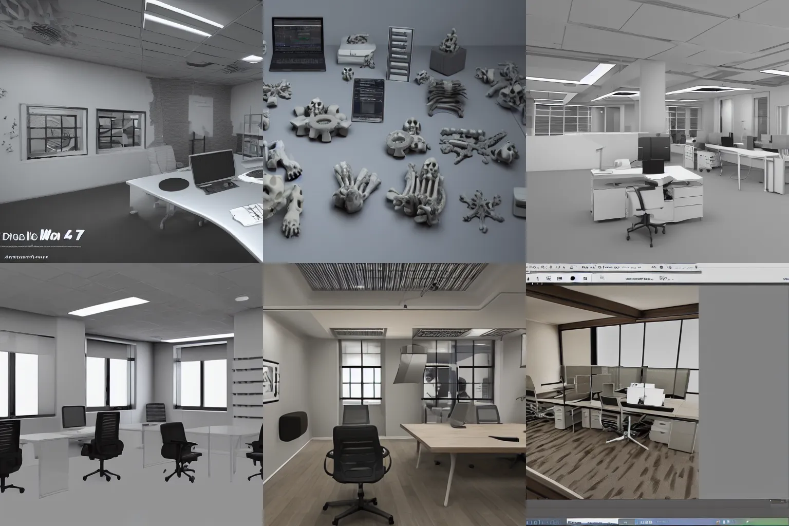 Prompt: an office fan made of bones, 3 d render, unreal engine 5, very detailed