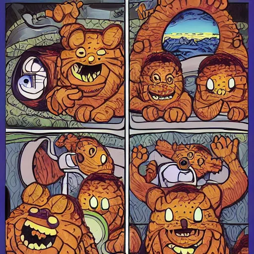 Prompt: r / imsorryjon from reddit, horrifying garfield, horror of the decade, detailed artwork, ito junji artwork