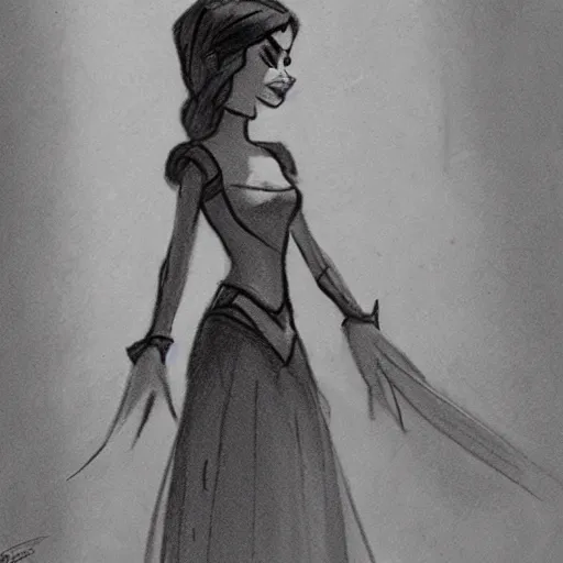 Image similar to milt kahl sketch of victoria justice as princess padme from star wars episode 3