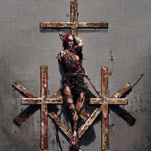 Prompt: cross made of rusty nails!!!!!!!!!!, art by ruan jia and wlop and greg rutkowski, masterpiece