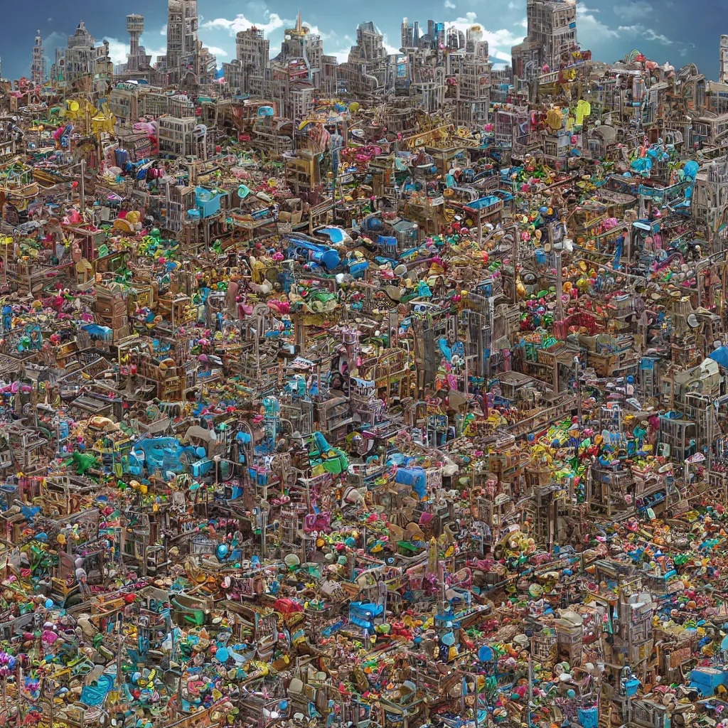 Image similar to big post apocalyptic city made of candy