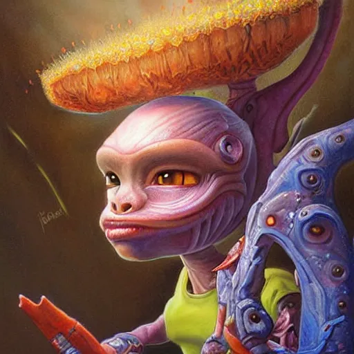 Image similar to a hyper realistic painting of an alien princess by justin gerard, highly detailed, vivid color,