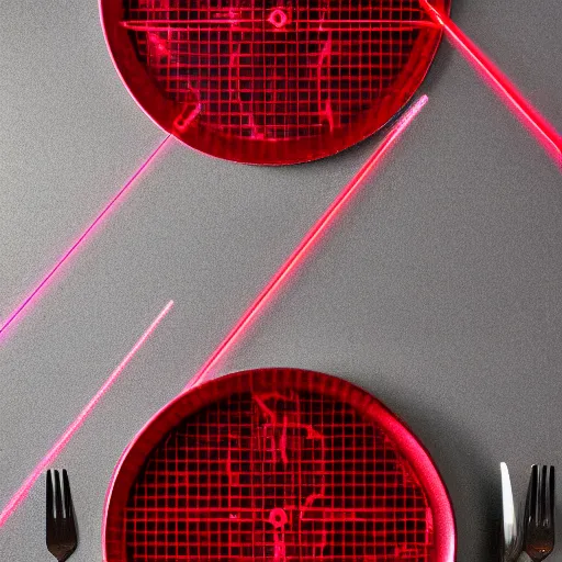 Image similar to red laser grid, on a plate