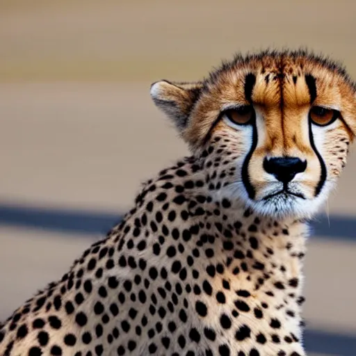Image similar to cheetah on the starting block on a race track