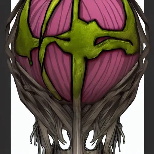 Image similar to Onion 4k video game icon design, 2d game fanart behance hd by HR Giger