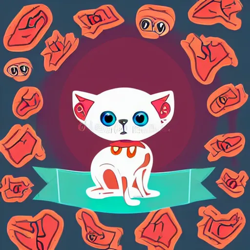 Image similar to Blood thirsty kitten, sticker, highly detailed, colorful, illustration, drama, smooth and clean vector curves, no jagged lines, vector art, smooth