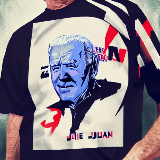 Prompt: joe biden with naruto t - shirt design, concept art, trending on artstation,