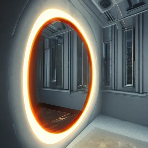 Image similar to a portal to a different universe, floating mirrors, octane rendor, 8 k, hd, detailed, award winning