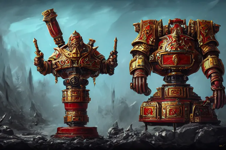 Image similar to a very detailed concept art of wrhammer 4 0 k samovar, trending on artstation, digital art, 4 k, hyper realistic, octane render, sharp focus