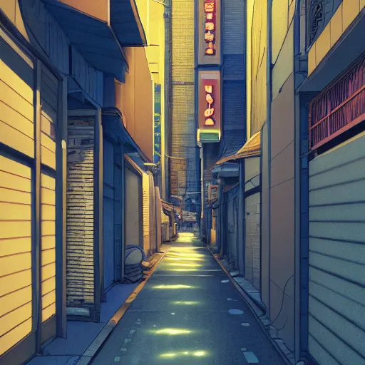 Prompt: a close up to a tokyo alley by makoto shinkai, beeple and james jean, aya takano color style, 4 k, super detailed, modern, 4 k, symmetrical