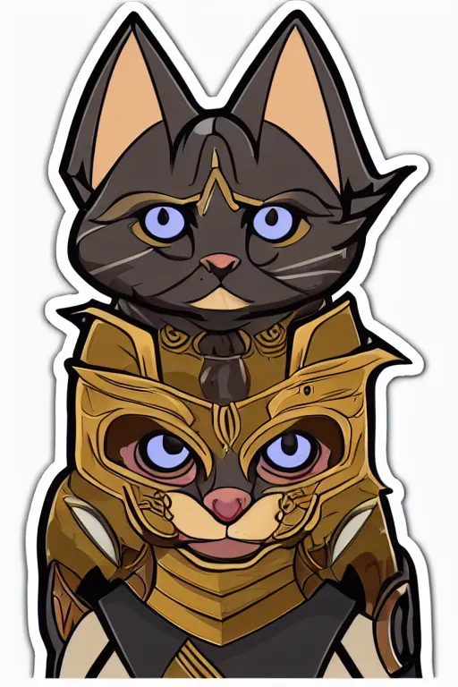 Image similar to A portrait of a kitten as evil warlord general, sticker, Anthropomorphized, portrait, highly detailed, colorful, illustration, smooth and clean vector curves, no jagged lines, vector art, smooth