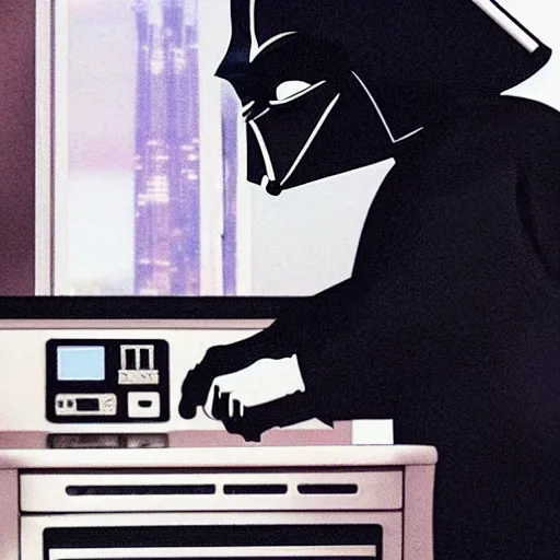 Image similar to darth vader worrying about laundering his money
