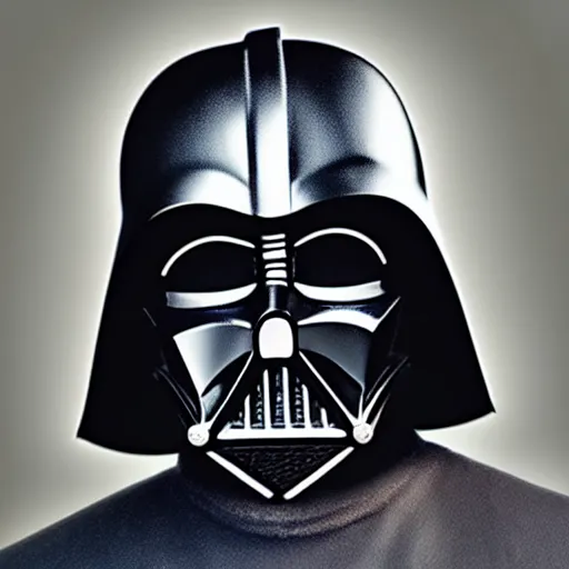 Image similar to Darth Vader with a little duck on his helmet, realistic