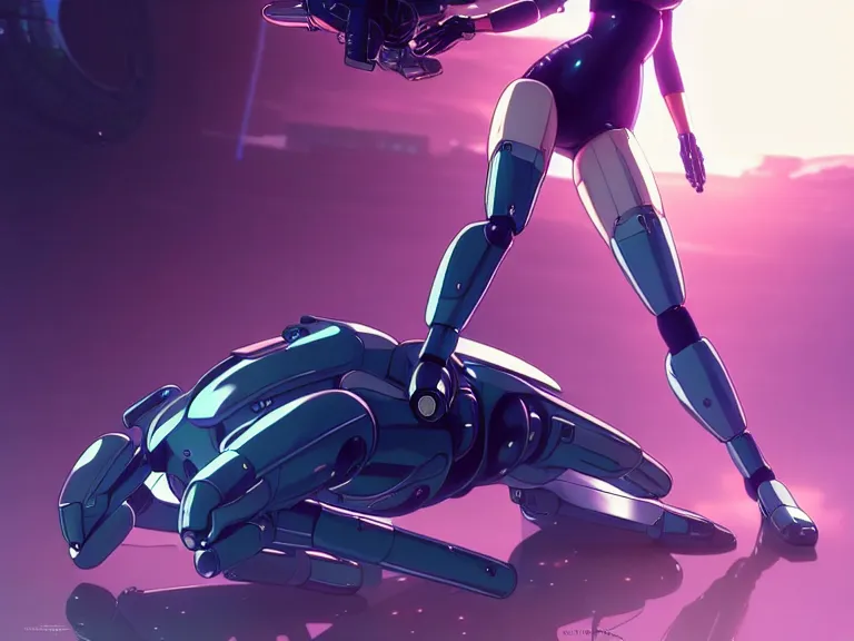 Image similar to a fullbody portrait of motoko kusanagi riding on top of a tachikoma : : stand alone complex, ghost in the shell, netflix : : by ilya kuvshinov, rossdraws, artgerm, sola digital arts, anti aliasing, raytracing : :