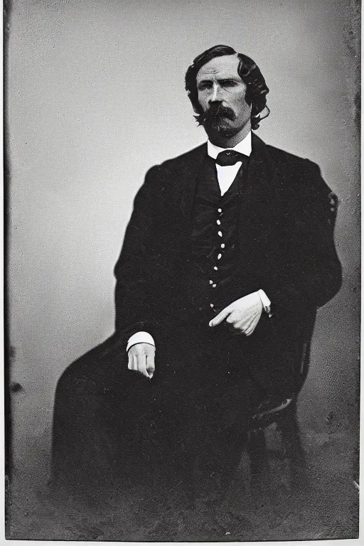 Image similar to a monochrome daguerrotype portrait of the devil