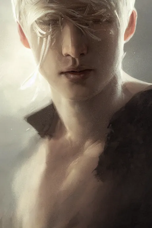 Image similar to blonde wild hair man, black eye - patch, close - up portrait, plain white tshirt, powerfull, intricate, elegant, volumetric lighting, scenery, digital painting, highly detailed, artstation, sharp focus, illustration, concept art, ruan jia, steve mccurry