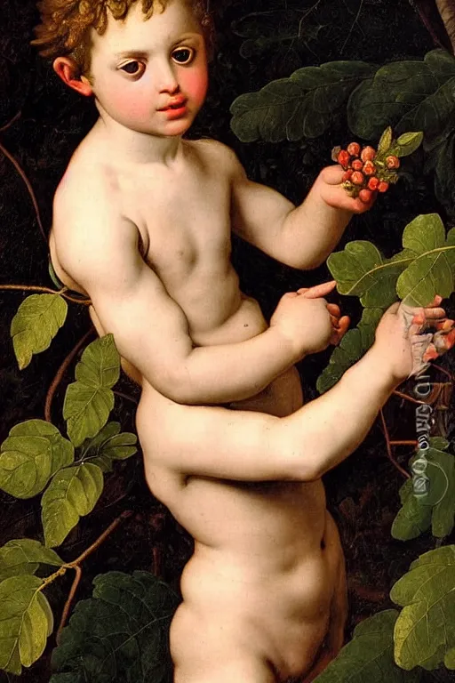 Image similar to renaissance painting of young boy in the garden, closeup, short hair, interest face, emotions closeup, dressed in roman armour, the beautiful garden with birch leaves everywhere, ultra detailed, art by Guido Reni style, Vincenzo Catena style