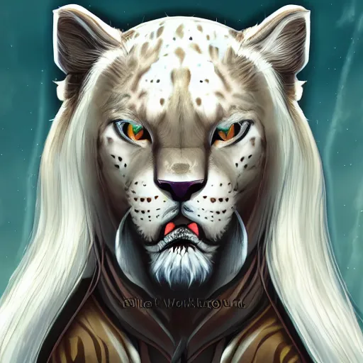 Image similar to Character portrait, face close-up, in the style of Balder's Gate, of Anthro leopard warlock