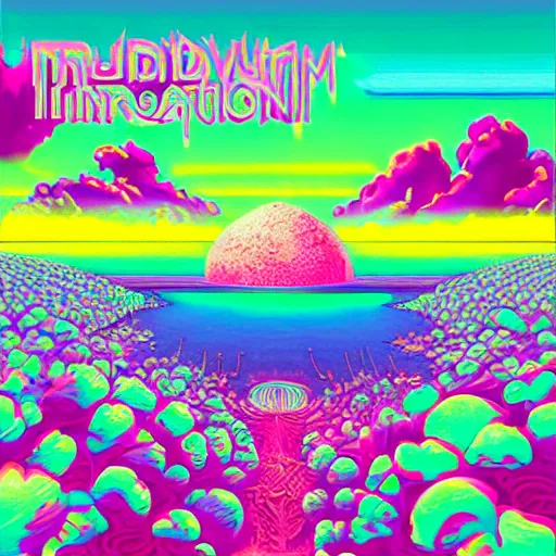 Prompt: brand new album artwork for Infected Mushroom album comprised of vaporwave music and the album artwork is vaporwave art style