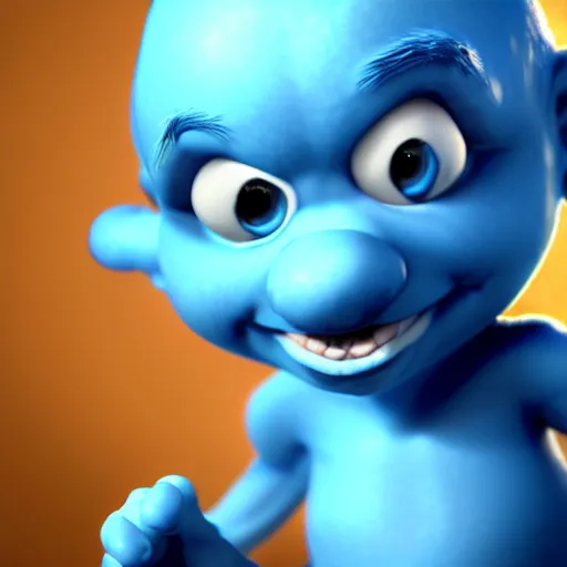 Prompt: photorealistic render of a smurf. unreal engine. cgsociety.