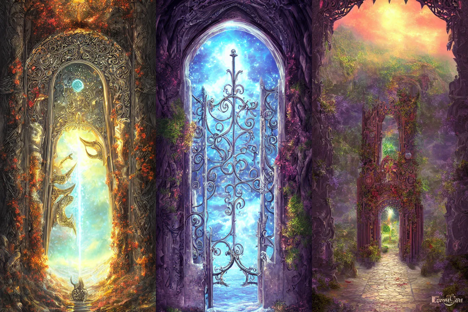 Prompt: The gate to the eternal kingdom of love, fantasy, digital art, HD, detailed.