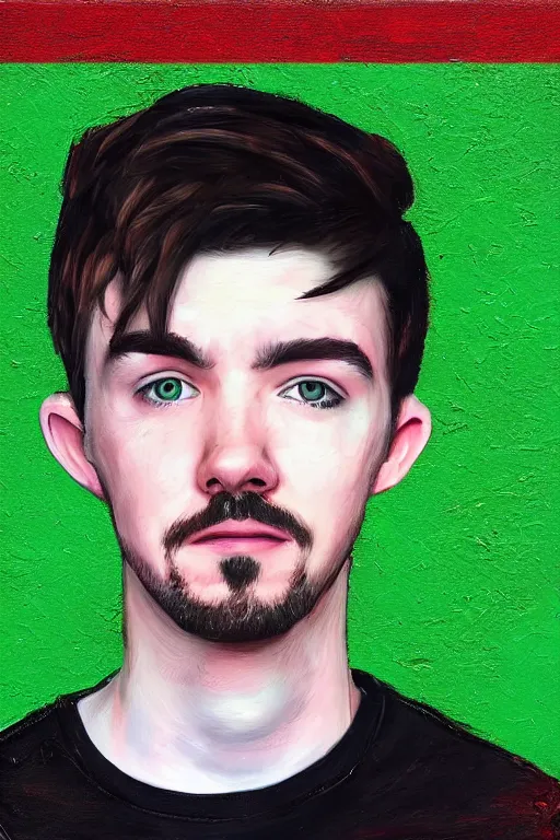 Image similar to Sean McLoughlin, Jacksepticeye, Irish Youtuber, solo portrait, background flag of ireland 🎨🖌️