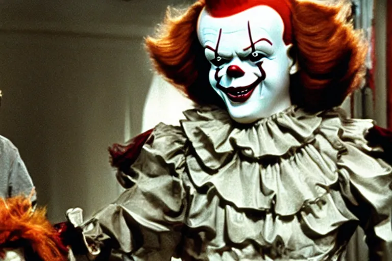 Prompt: Jack Nicholson as pennywise on the movie it
