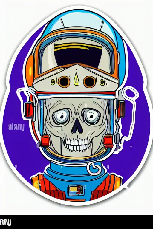 Image similar to A portrait of a skeleton as an astronaut, sticker, colorful, illustration, highly detailed, smooth and clean vector curves, no jagged lines, vector art, smooth