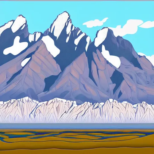 Image similar to view at grand teton national park, digital art, illustration