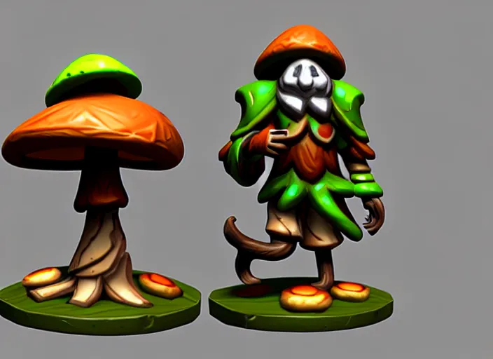 Image similar to shroomfolk, stylized stl fantasy miniature, 3 d render, activision blizzard style, hearthstone style