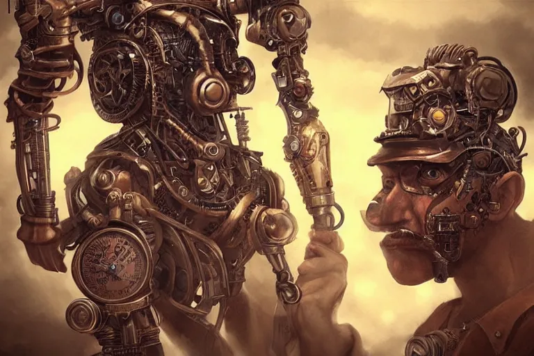 Image similar to “ a extremely detailed stunning portraits of steampunk cyborg by allen william on artstation ”