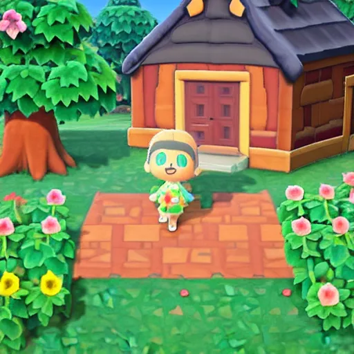 Prompt: an Animal Crossing themed moving eye illusion