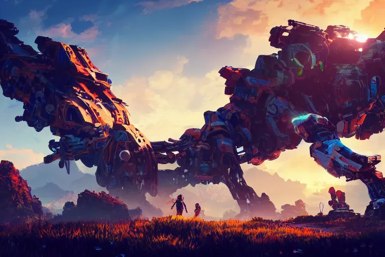 Image similar to sunwing machine mecanical creature robot of horizon forbidden west horizon zero dawn bioluminiscence global illumination ray tracing hdr fanart arstation by ian pesty and alena aenami artworks in 4 k