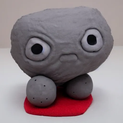 Prompt: a baby magma golem, grey and red colours