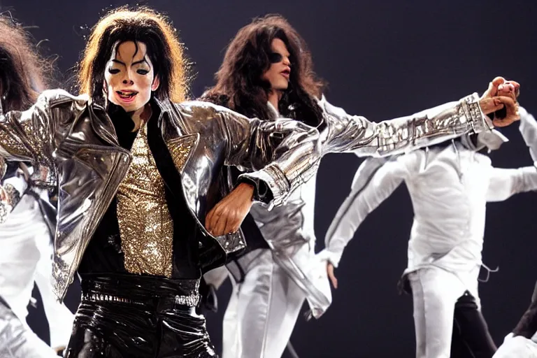 Image similar to Hyper Realistic Michael Jackson this is it 2009 July performance at O2 arena London, 4K
