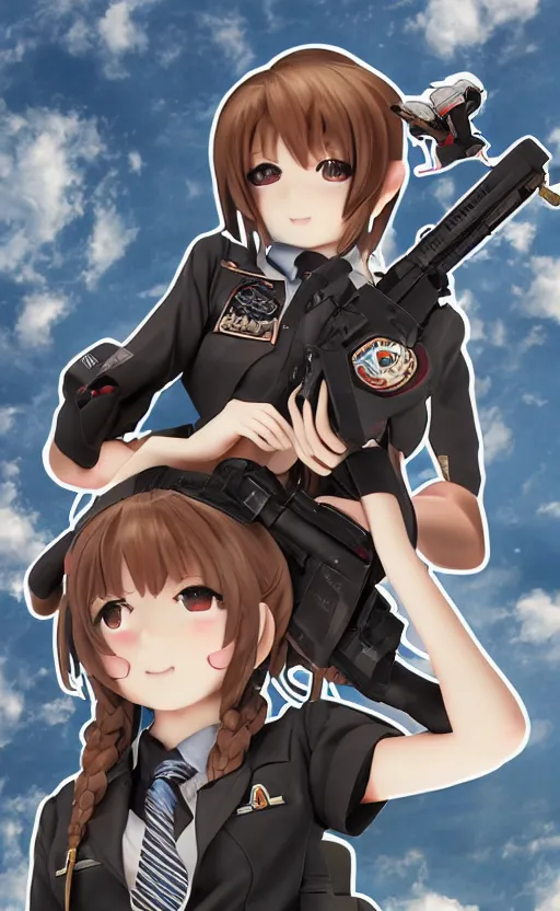 Prompt: toy photo, school uniform, portrait of the action figure of a girl, anime character anatomy, girls frontline style, collection product, dirt and smoke background, flight squadron insignia, realistic military gear, 70mm lens, round elements, photo taken by professional photographer, trending on instagram, symbology, 4k resolution, low saturation, empty hands, realistic military carrier