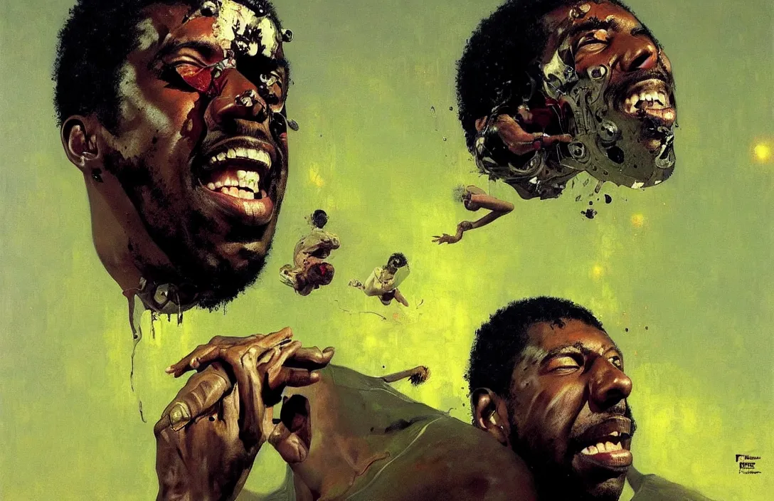 Prompt: portrait of flying lotus!!!!!!!!!!!!!!!!!!!!!!!!!!!, detailed face, detailed painting,, epic lighting, by ilya repin, phil hale and kent williams