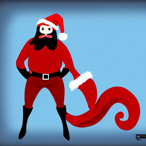 Prompt: satan claus with devil's tail, digital art