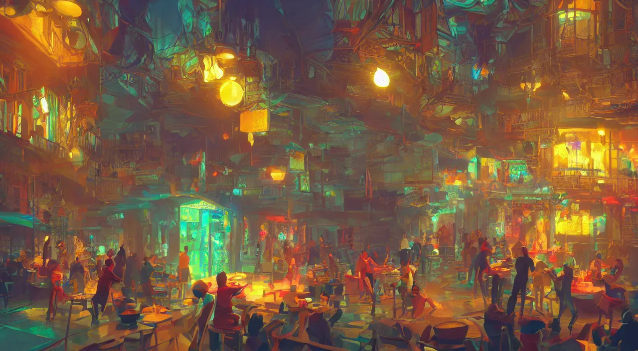 Image similar to bazaar zouk oriantal multicolorful sky shine place mosquet painting stylized digital video game icon global illumination ray tracing 8 k hd resolution, by ilya kuvshinov and cushart krentz and gilleard james