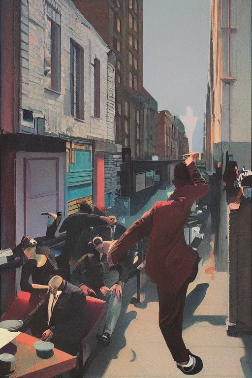 Image similar to a rap concert, a set of dj hiphop style on harlem street, Edward Hopper and James Gilleard, Zdzislaw Beksisnski, highly detailed