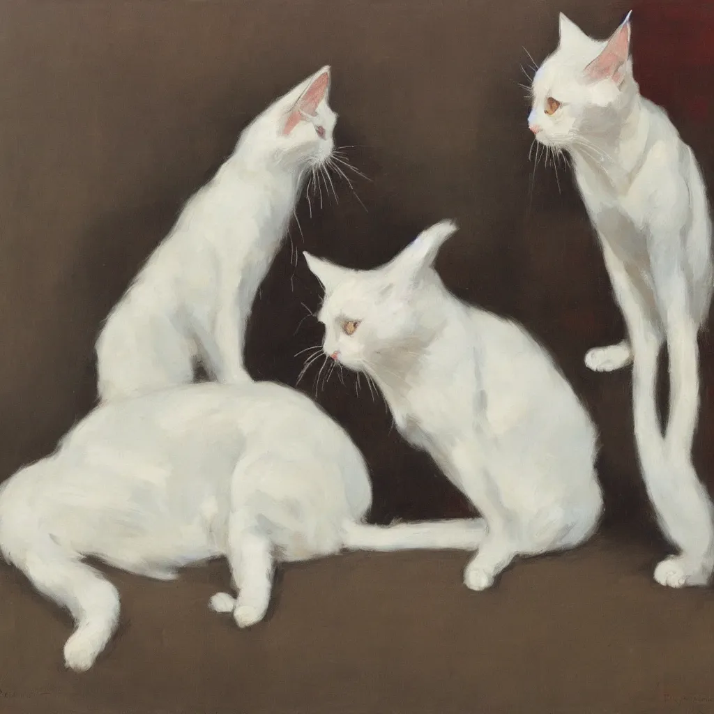 Prompt: a noble white cat, ben aronson 1950