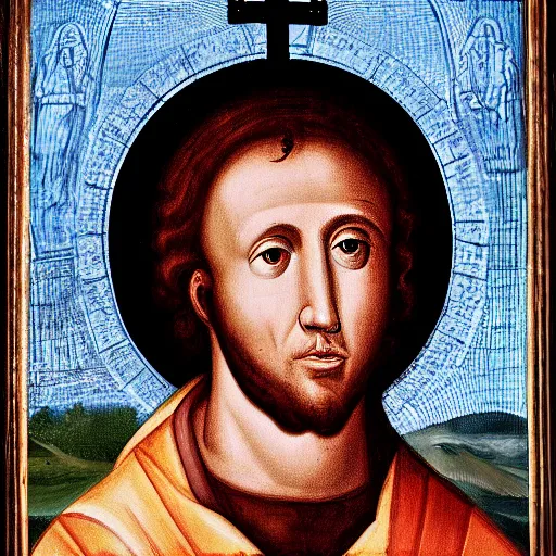 Image similar to a religios portrait of the holy evan lefavor 1 1 1