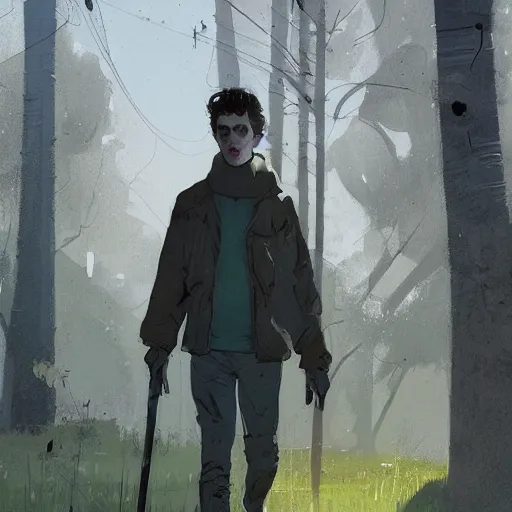 Prompt: timothee chalamet, concept art by jama jurabaev and ismail inceoglu and sparth, cel shaded, cinematic shot, trending on artstation, high quality, brush stroke, lawns, lonely atmosphere