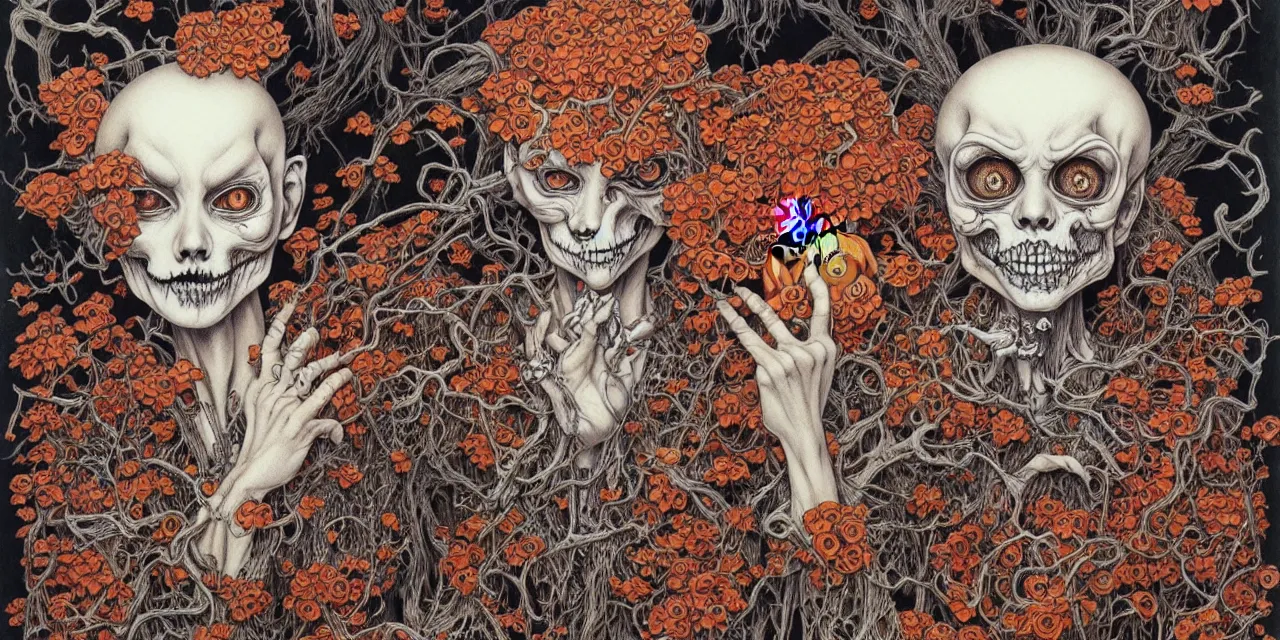 Image similar to portrait painted in jacek yerka style drawn by vania zouravliov and takato yamamoto, inspired by halloween, intricate acrylic gouache painting, high detail, sharp high detail, artstation